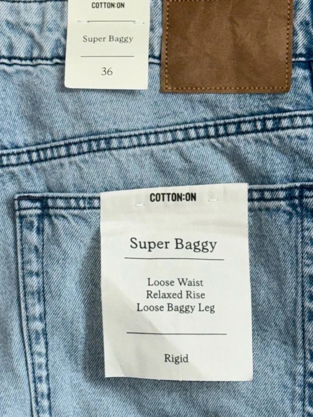 👖🛹 COTTON ON *NWT* Super Baggy Cargo‎ Jeans Light Blue Wash Y2K | Men's Sz 36